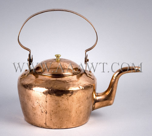 Copper Tea Kettle
By Andrew Humbert & Co.
Pittsburgh, PA
Circa 1815 - 1819, entire view